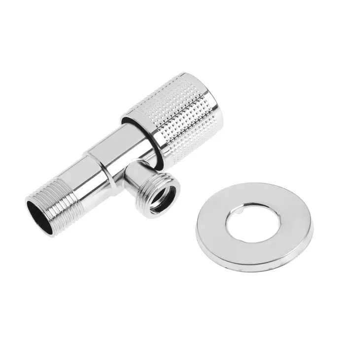 Кран угловой ZEIN engr, 1/2" &times; 1/2", кран-букса латунь/керамика, нерж. сталь, хром