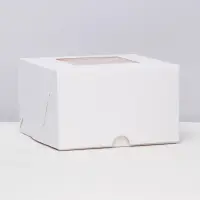 Коробка для 4 мини - капкейка белая с окном, 13×13×8 см