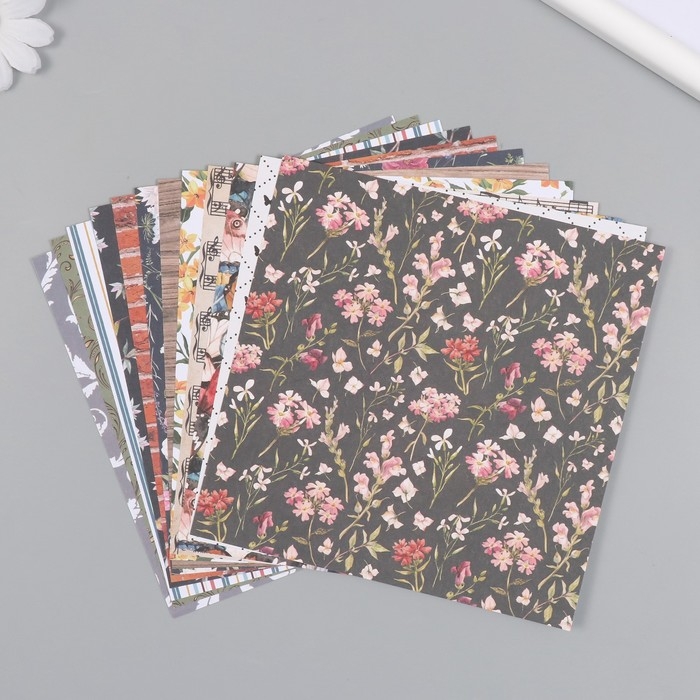 Набор бумаги для скрапбукинга 12 лист. 12 дизайн Набор бумаги для скрапбукинга 12 лист. 12 дизайн "Летний вечер в саду" 160 гр 15,2х15,2 см