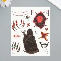 Переводные тату на тело цветные «Скелет в плаще», 12×14 см