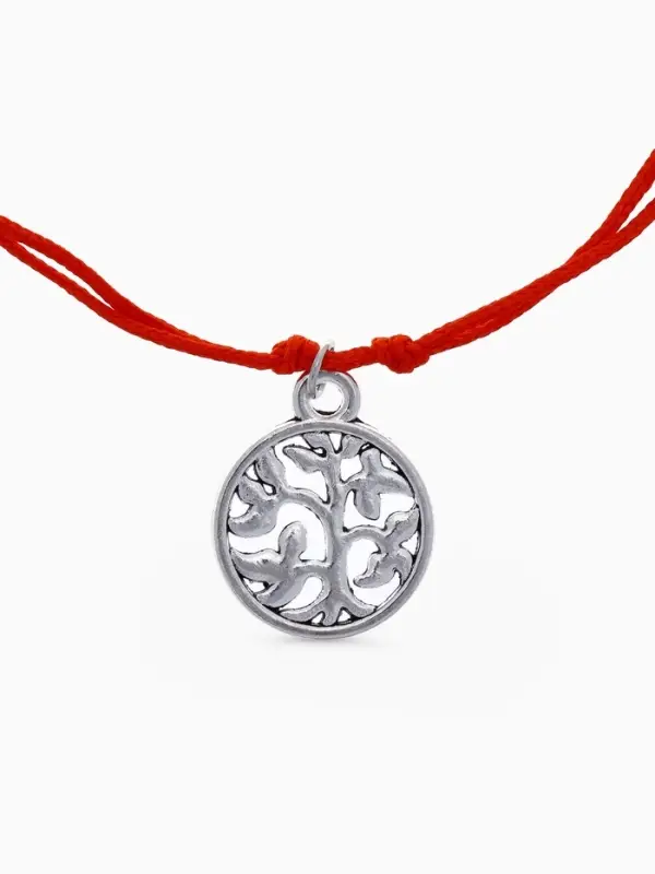 Браслет-оберег &laquo;Красная нить&raquo;, денежное дерево, цвет чернёное серебро, 20 см