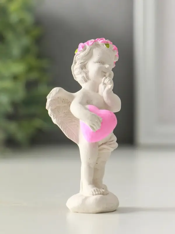 Фигура Фигура "Ангел с сердцем стоит" 8см, белый
