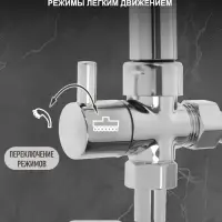 Душевая система ZEIN Z1004, тропическая и ручная лейка, шланги, стойка, мыльница, хром