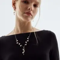 Набор 2 предмета: серьги, колье &laquo;Изумление&raquo;, ветвь, белый в золоте, 42 см