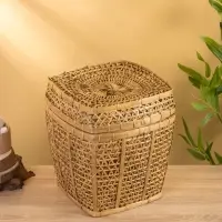Корзина плетёная "Баскет" бамбук 27х27х37 см, светлая Корзина плетёная "Баскет" бамбук 27х27х37 см, светлая