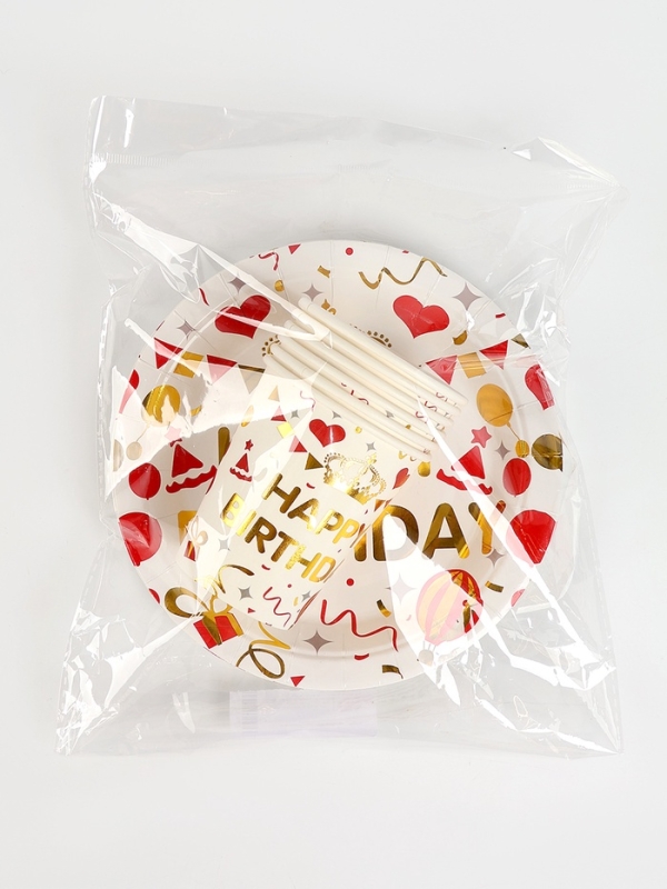 Набор бумажной посуды Набор бумажной посуды "С днём рождения", набор 12 шт., цвет белый