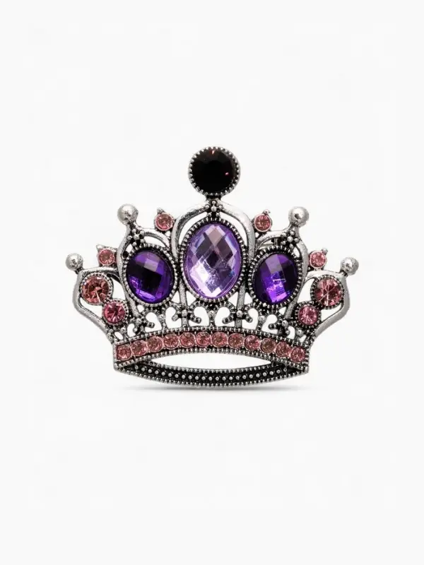 Брошь &laquo;Корона&raquo;, готическая, фиолетовая в чернёном серебре