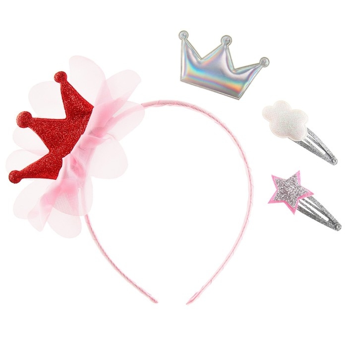 Аксессуары для волос, 4 штуки, ободок-корона и заколки Аксессуары для волос, 4 штуки, ободок-корона и заколки