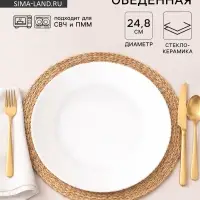 Тарелка обеденная &laquo;Лунный свет&raquo;, d=24.8 см, стеклокерамика, белая