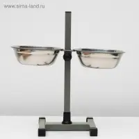 Подставка с мисками, 2&times;700 мл, высота 40 см, разборная, зелёная