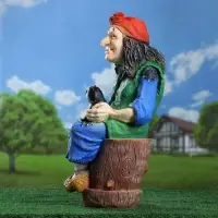 Садовая фигура из полистоуна &laquo;Баба Яга на ступе с кошкой&raquo;, 74&times;36&times;40 см, МИКС