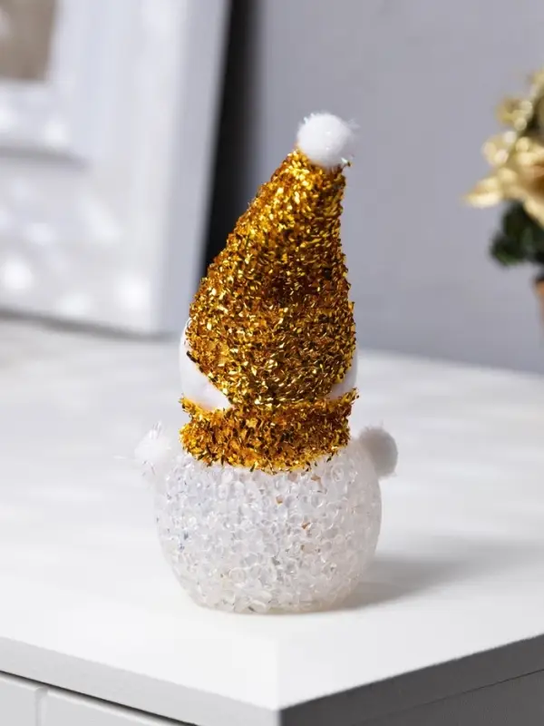 Ёлочная игрушка &laquo;Золотистый снеговичок&raquo;, 8 см, 1 LED, от батареек AG13&times;3, свечение мульти (RGB)