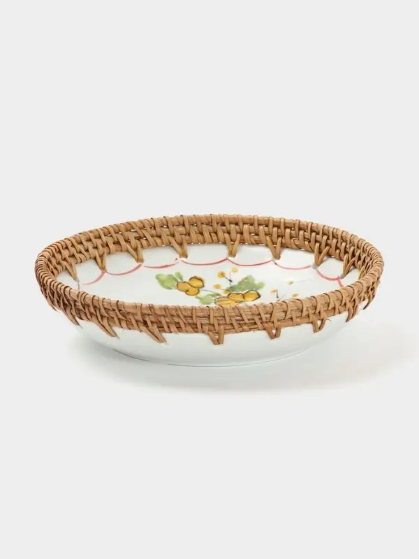 Тарелка керамическая с ротангом, 22&times;22&times;4.7 см, МИКС