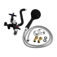 Смеситель для ванны ZEIN Z2494, излив 20 см, кран-букса 1/2", с душ набором, черный/хром