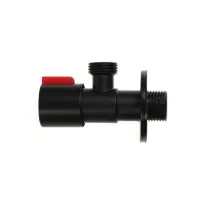 Кран угловой ZEIN engr, 1/2" &times; 1/2", кран-букса латунь/керамика, нерж.сталь, черный/красный