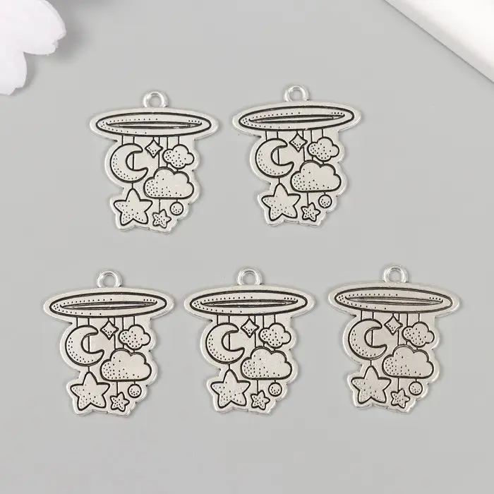 Металлический элемент, декоративная подвеска «Арт Узор. Детский мобиль с игрушками», 2.5×2.7 см