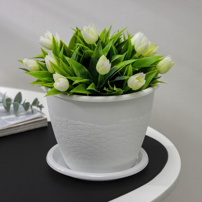 Горшок с поддоном «Розалия», 1,2 л, белый Горшок с поддоном «Розалия», 1,2 л, белый