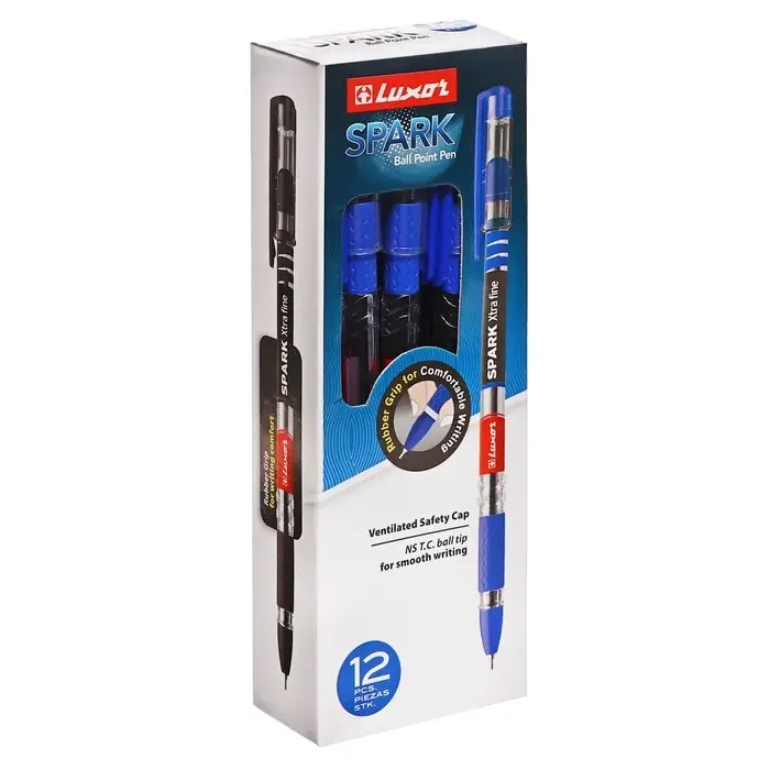 Ручка шариковая Luxor 1597 Spark, узел 0.7 мм, грип, синяя Ручка шариковая Luxor 1597 Spark, узел 0.7 мм, грип, синяя