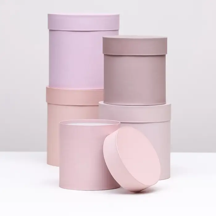 Набор шляпных подарочных коробок 5 в 1 &laquo;Пудра&raquo;,20&times;20&times;20‒13.5&times;13.5&times;13.5 см