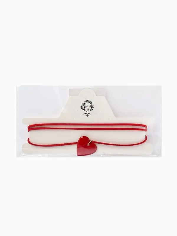 Чокер на нити с кулоном "Сердце" L=150см, цвет красный в золоте