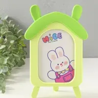 Фоторамка пластик 10х15 см "Домик с ушками зайки" зелёный 2х16,7х26 см