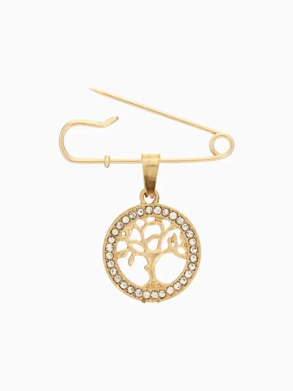 Булавка-оберег с подвеской &laquo;Дерево жизни&raquo;, 3.5 см, белая в золоте