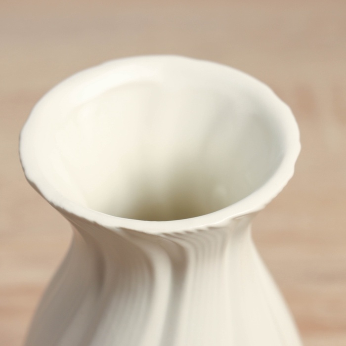 Керамическая ваза для цветов, сухоцветов «Джаспер», настольная, d отв.- 6 см, 19×9 см, белый