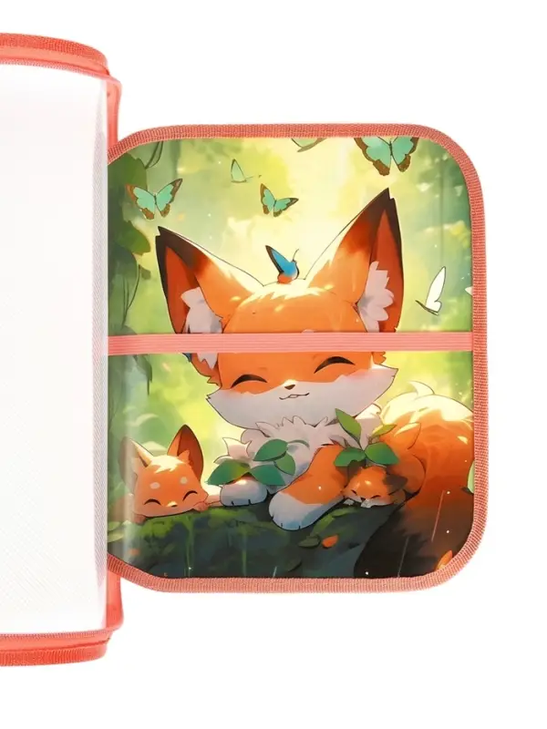 Папка для труда А4 &laquo;Лисята в лесу&raquo;, молния вокруг/откидная планка