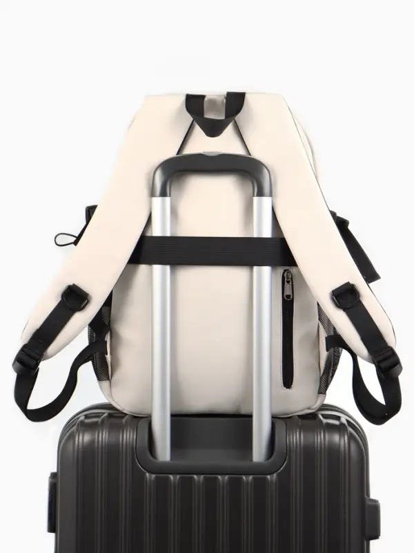 Рюкзак школьный, с мягкой спинкой, 2 отделения, 5 карманов, 30&times;14&times;45 см, бежевый, белый