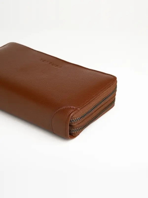 Портмоне-клатч мужской TEXTURA, с ручкой на задней стенке, коричневое