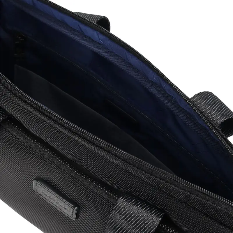 Сумка для ноутбука Santiago с кожаной отделкой, черная Сумка для ноутбука Santiago с кожаной отделкой, черная