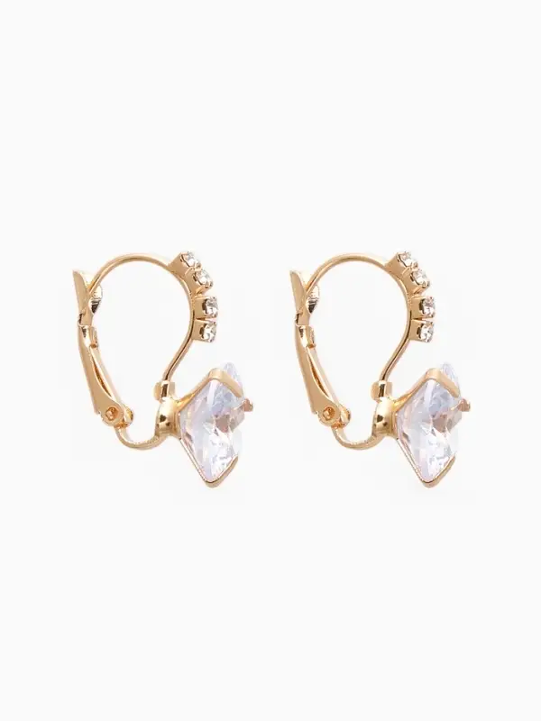 Серьги со стразами &laquo;Циркония&raquo; мини, круг, белые в золоте