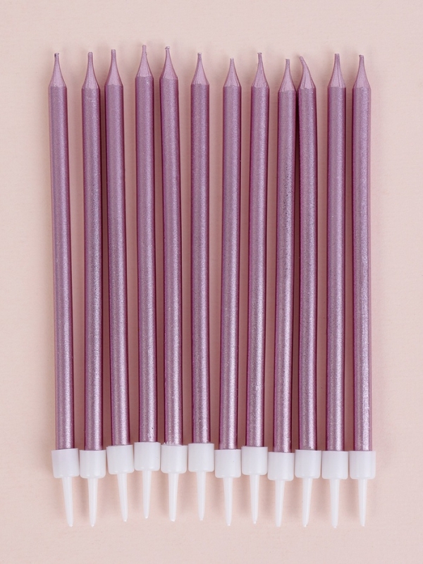 Свечи для торта Свечи для торта "Ройс", 12 шт, розовый металлик