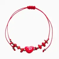 Браслет-оберег &laquo;Сердце и крошка - на любовь&raquo;, d=6 см, красный, бордовый