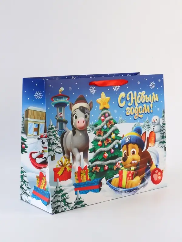 Пакет подарочный «С Новым годом!», Щенячий патруль,  XL 40 × 49 × 19 см