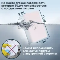 Губка меламиновая для удаления пятен, с поролоновым слоем, 11×7×3 см