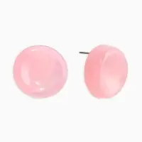 Серьги пластик "Леденец" круг 2 см с разводами белыми, цвет розовый