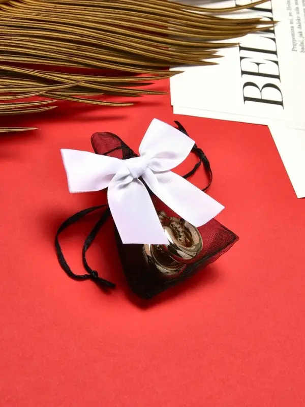 Мешочек подарочный «Бант органза», 7×9 см, черно-белый Мешочек подарочный «Бант органза», 7×9 см, черно-белый