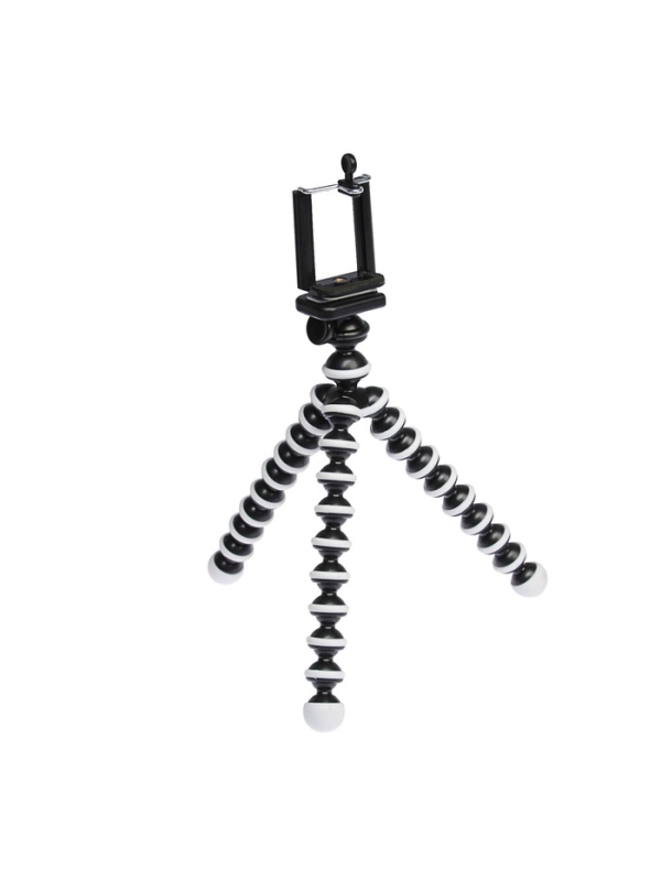 Штатив-тренога LuazON настольный, для телефона, гибкие ножки, высота 12 см, чёрно-белый