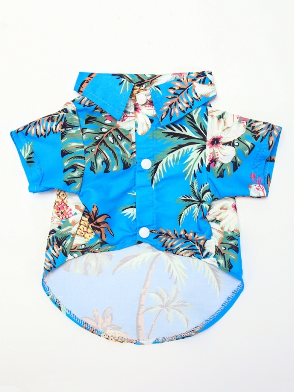 Рубашка для собак  Рубашка для собак "Тропики", L (ДС 28, ОГ 36, ОШ 26 см),голубая