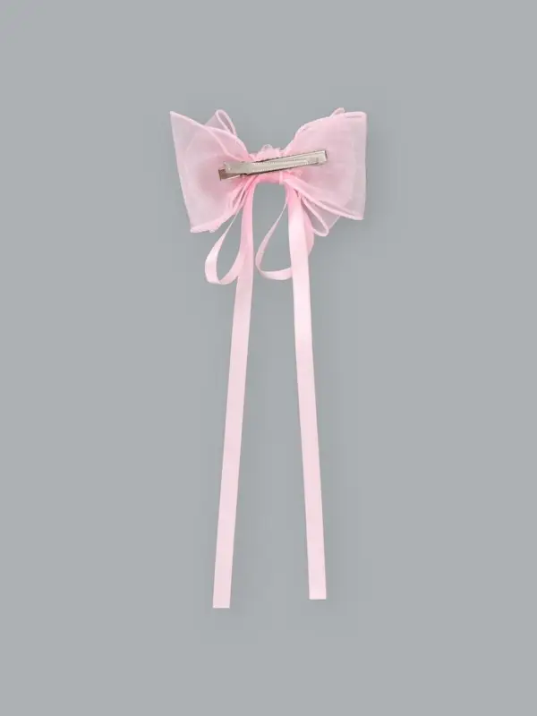 Бант для волос на заколке с лентами, розовый, Кошечка Мари