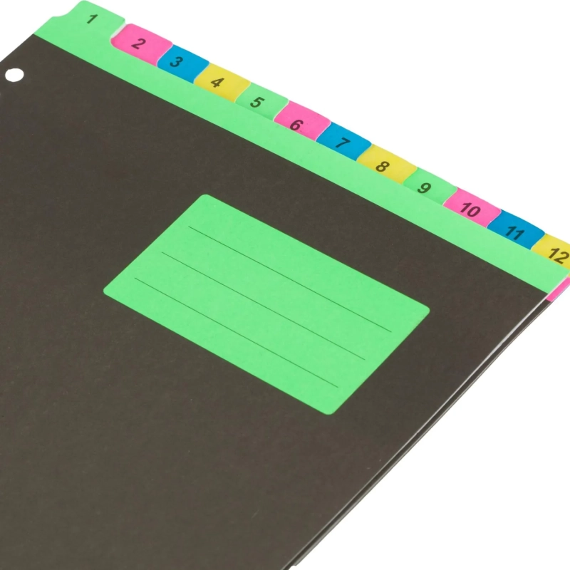 Разделитель листов с индексами 1-12 Attache Selection, А4, картон