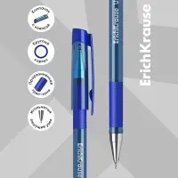 Ручка шариковая ErichKrause. ULTRA-30, синий стержень, игольчатый узел 0.7 мм, резиновый упор