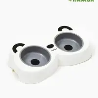 Миска пластиковая двойная "Панда" 2 х 160 мл, серая