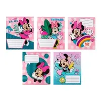 Тетрадь в клетку 12 листов, 5 видов МИКС, обложка мелованный картон, &laquo;Минни Маус&raquo;