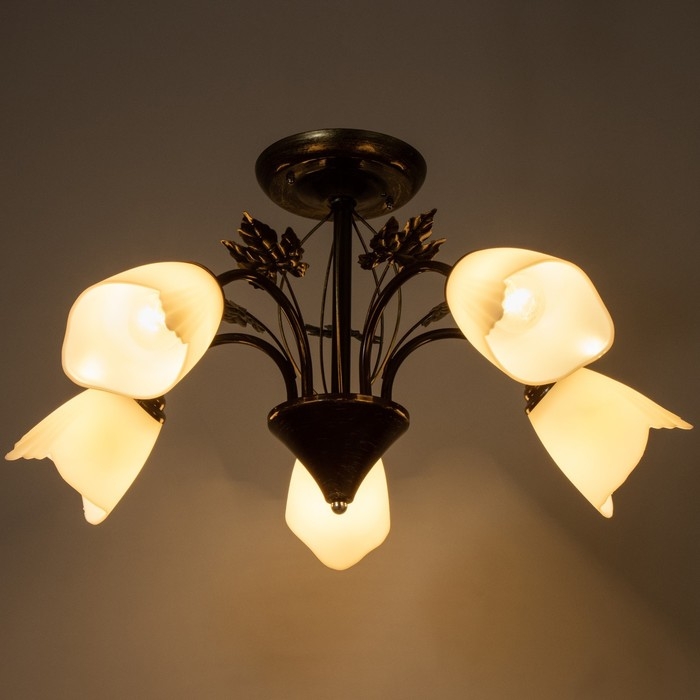 Люстра "Сусана" 5х15Вт Е27 коричневый/золото 58х58х32см BayerLux