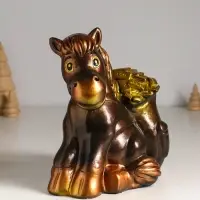 Копилка "Конь с деньгами" 21 см, бронзовый