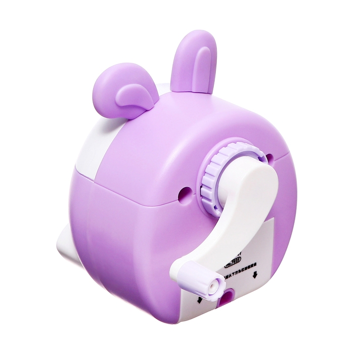 Точилка механическая с контейнером, Ушки сиреневый/белый