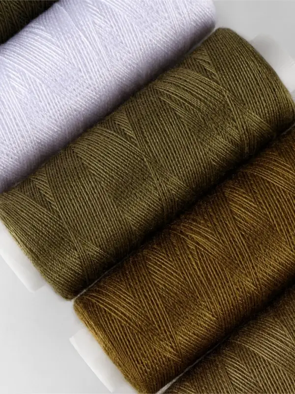 Нитки, 40/2, 183 м, набор 5 шт., хаки, зелёные
