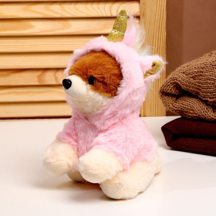 Мягкая игрушка «Собака», в костюме единорога, 18 см, цвет розовый Мягкая игрушка «Собака», в костюме единорога, 18 см, цвет розовый